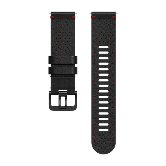 POLAR WRIST BAND 22MM LTHR BLK/RED