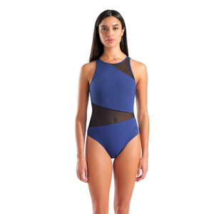 W Arena Mesh Angle Swimsuit Vent Back B